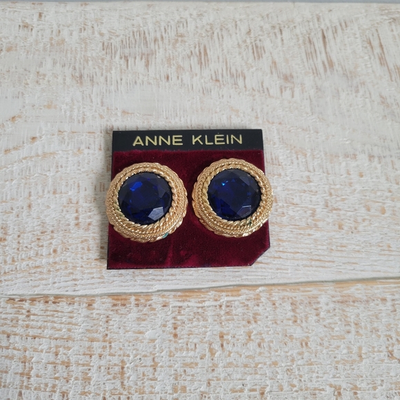 Anne Klein blue and gold clip on earnings. Used like new. - Picture 1 of 3